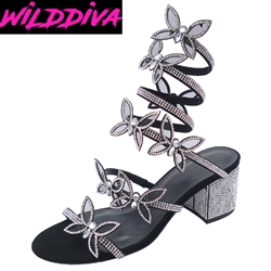 LARINA-208 WHOLESALE WOMEN'S SLINKY BUTTERFLY LOW HEEL SANDALS ***LOW STOCK