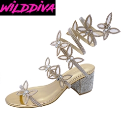 LARINA-208 WHOLESALE WOMEN'S SLINKY BUTTERFLY LOW HEEL SANDALS