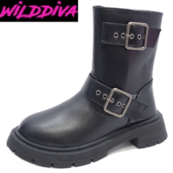 OSAKA-01 WHOLESALE WOMEN'S LUG SOLE BIKER STYLE BOOTS