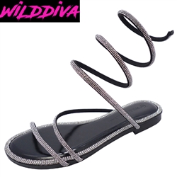 ROO-12 WHOLESALE WOMEN'S SLINKY STYLE FLAT SANDALS