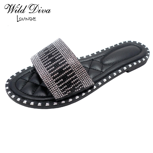 Wild diva discount lounge rhinestone slides